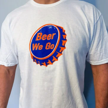Bottle Cap Tee - Blue/Orange on White